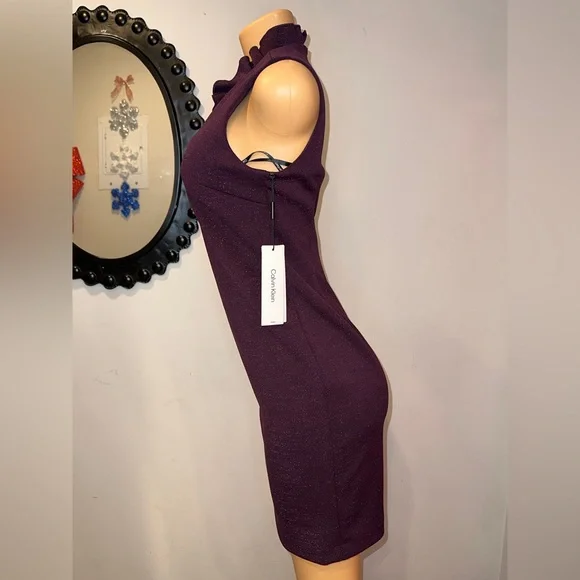 NWT SPARKLY CALVIN KLEIN DRESS SIZE 8P ELEGANT LOOKING WITH NECK SURROUNDING - Picture 9 of 16